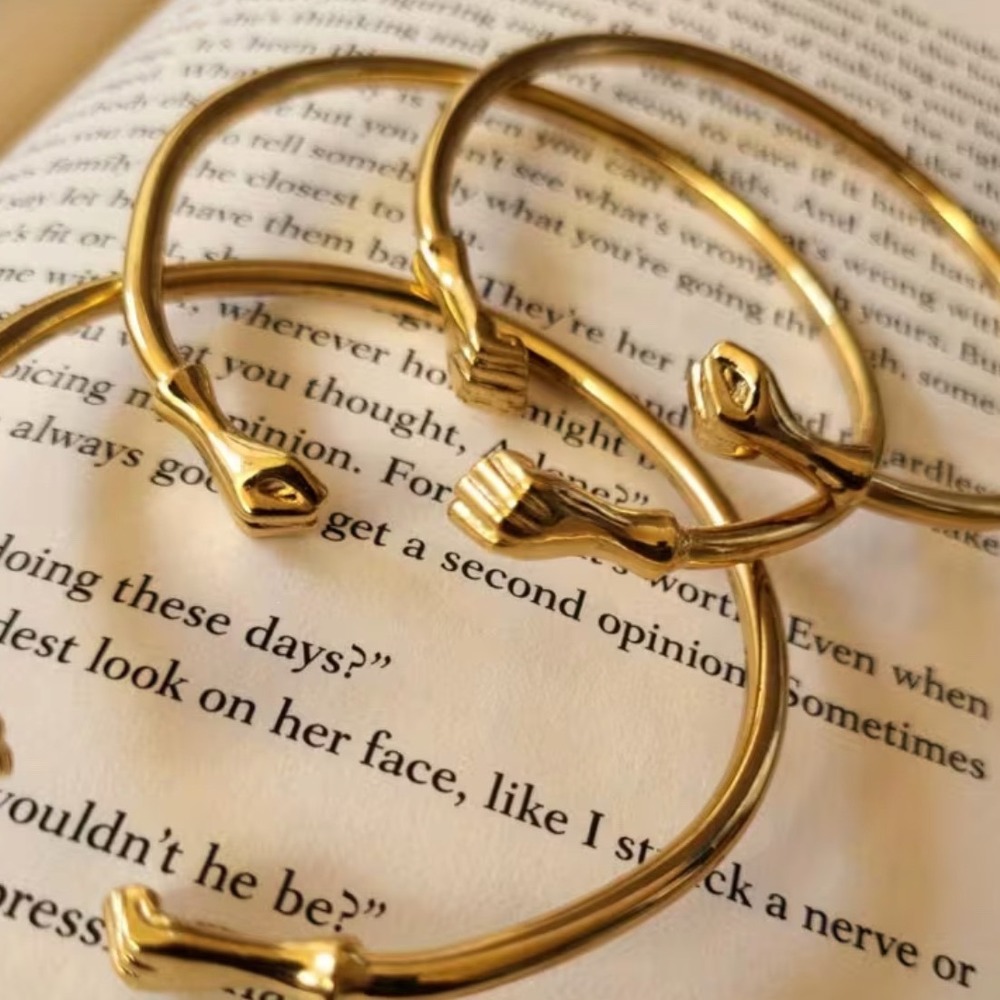 Feminist Power Fist Cuff Bracelet Gold Resistance Statement Jewelry Gift